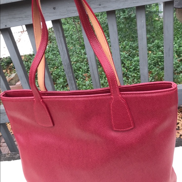 NWOT Handmade Red Leather Tote - Never Used - Picture 2 of 10